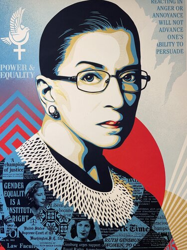 Shepard Fairey A Champion of Justice Ruth Bader Ginsburg Political Hero Signed & Numbered Contemporary di Shepard Fairey, Stampa in vendita su Singulart