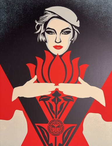 Shepard Fairey "Obey Noir Deco Woman In Red" Screenprint Contemporary Art van Shepard Fairey, Afdruk te koop op Singulart