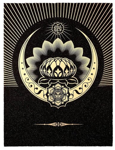 Obey Lotus Crescent (Black) van Shepard Fairey, Afdruk te koop op Singulart
