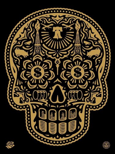 Power & Glory Day of the Dead Skull (Gold) van Shepard Fairey, Afdruk te koop op Singulart