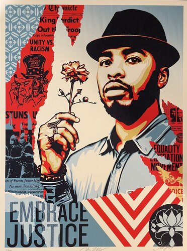 Embrace Justice Shepard Fairey Print Black Lives Matter Signed Numbered Pop Art van Shepard Fairey, Afdruk te koop op Singulart