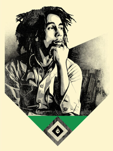 Bob Marley - Catch a fire (Green) van Shepard Fairey, Afdruk te koop op Singulart