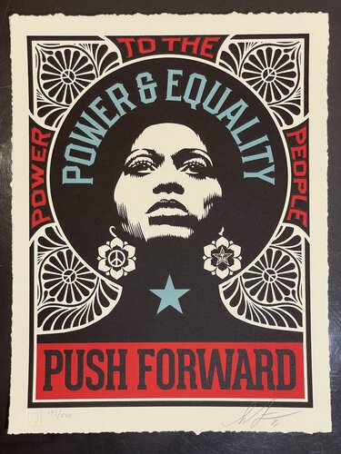 Shepard Fairey Obey Giant Push Forward Letterpress Print Black Life's Matter Power & Equality van Shepard Fairey, Afdruk te koop op Singulart
