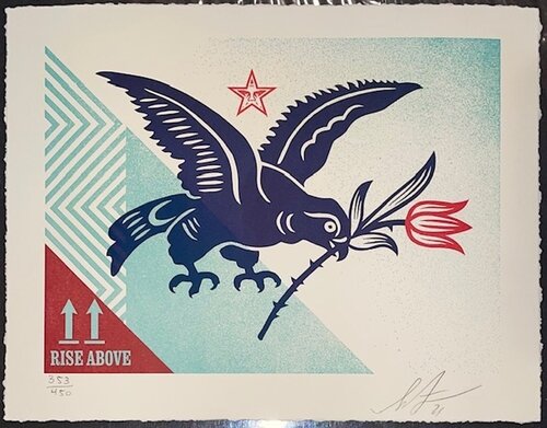 Shepard Fairey Letterpress Print "Rise Above Bird" Street Urban Contemporary Art Signed And Numbered van Shepard Fairey, Afdruk te koop op Singulart