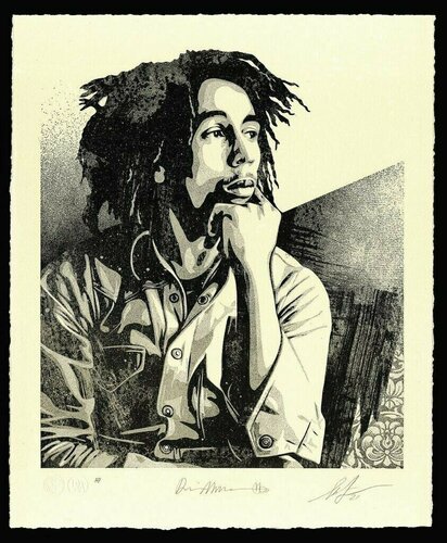 Bob Marley 40th Confrontation Shepard Fairey & Dennis Morris Signed & Numbered Letterpress OBEY Shepard Fairey Music Pop Art van Shepard Fairey, Afdruk te koop op Singulart