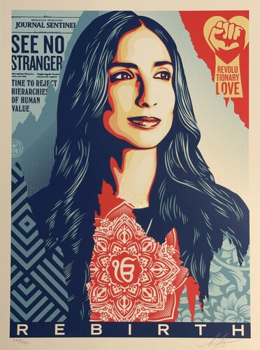 Valarie Kaur & Shepard Fairey Silkscreen Print Obey Giant "Rebirth" Civil Rights van Shepard Fairey, Afdruk te koop op Singulart