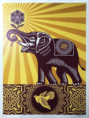 Holiday Peace Elephant van Shepard Fairey, Afdruk te koop op Singulart
