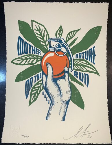 Shepard Fairey Mother Nature on the Run Neil Young Tour Print Letterpress van Shepard Fairey, Afdruk te koop op Singulart