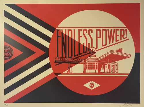 Shepard Fairey "Endless Power Petrol Palace" Red Edition Contemporary Art van Shepard Fairey, Afdruk te koop op Singulart