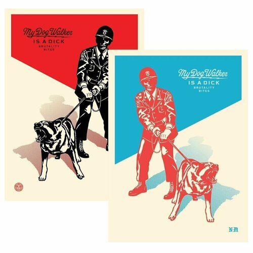 Shepard Fairey & Francisco Reyes Sadistic Dog Waker Diptych Street Art van Shepard Fairey, Afdruk te koop op Singulart