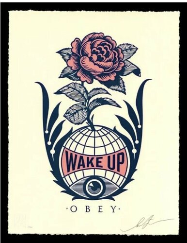 Obey Giant Wake Up Earth Letterpress Signed Numbered Shepard Fairey van Shepard Fairey, Afdruk te koop op Singulart