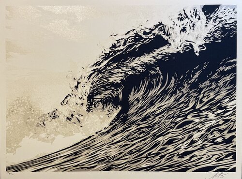 Wave Of Distress Shepard Fairey Print Obey Giant "World Water Day" Sephia "Gold" Edition van Shepard Fairey, Afdruk te koop op Singulart