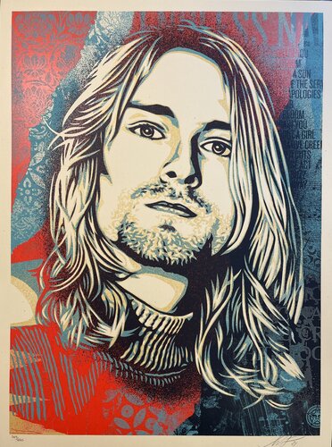 Nirvana Kurt Cobain Endless Nameless Obey Giant Signed Poster by Shepard Fairey Print Contemporary Street Art van Shepard Fairey, Afdruk te koop op Singulart