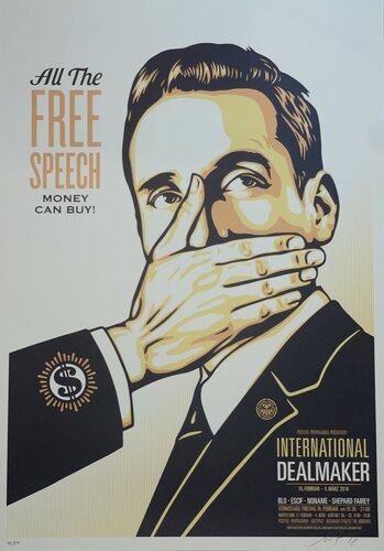 Pay Up or Shut Up - Shepard Fairey Screen Print - Edition of only 50 van Shepard Fairey, Afdruk te koop op Singulart