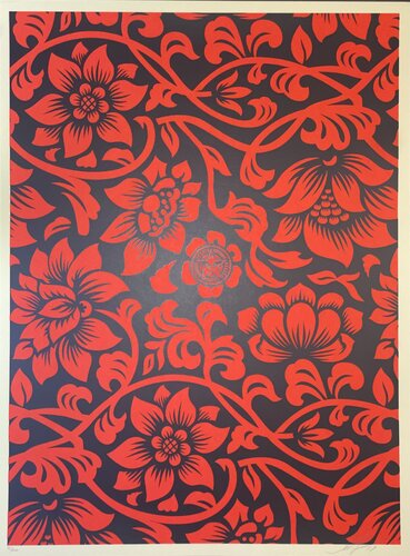 Shepard Fairey Fine Art Silkscreen Print "Floral Takeover" Red & Black Urban Art 2017 van Shepard Fairey, Afdruk te koop op Singulart