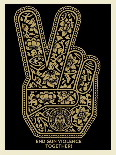 Shepard Fairey "Peace Fingers" Silkscreen Print End Gun Violence Together Street Art van Shepard Fairey, Afdruk te koop op Singulart