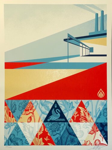 Shepard Fairey Pattern of Denial Collage Screen Print Contemporary Street Art Obey Giant van Shepard Fairey, Afdruk te koop op Singulart