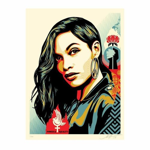 Shepard Fairey Silkscreen Print "Power & Equality  Dove" Rosario Dawson Contemporary Art van Shepard Fairey, Afdruk te koop op Singulart