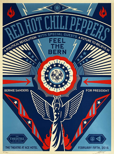 Red Hot Chili Peppers - Feel The Bern' **ON SALE** van Shepard Fairey, Afdruk te koop op Singulart