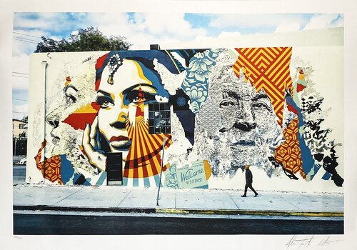 American Dreamers (Vhils Collab.) van Shepard Fairey, Afdruk te koop op Singulart