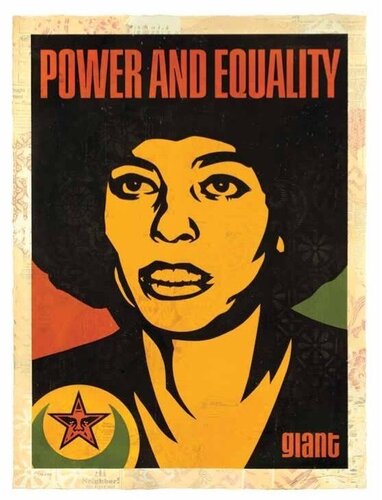 Angela Power and Equality van Shepard Fairey, Werk op papier te koop op Singulart