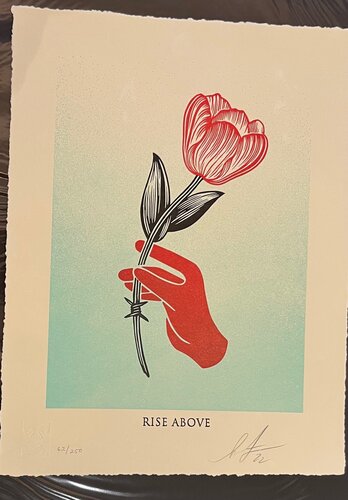 rise above barb wire (blue) van Shepard Fairey, Afdruk te koop op Singulart