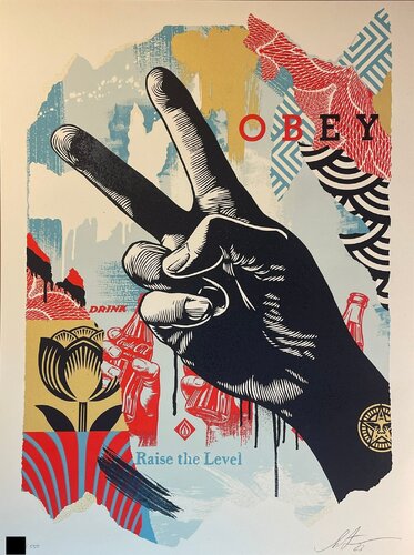 Shepard Fairey "Raise the Level Peace" Silkscreen Print Contemporary Street Art par Shepard Fairey, Édition en vente sur Singulart