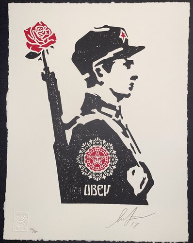 Shepard Fairey "Rose Soldier Letterpress Edition" Screenprint Contemporary Art par Shepard Fairey, Édition en vente sur Singulart