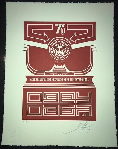 Obey Chinese Banner Letterpress Print par Shepard Fairey, Édition en vente sur Singulart