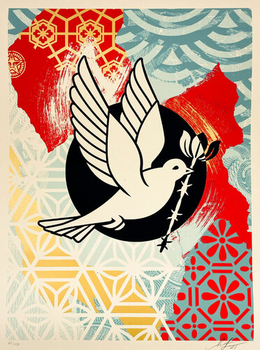 Barb Wire Dove Collage par Shepard Fairey, Édition en vente sur Singulart