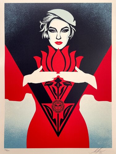 Obey Noir Flower Woman (Red) par Shepard Fairey, Édition en vente sur Singulart