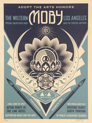 Shepard Fairey "Moby" Silkscreen Print Adopt The Arts Lotus Contemporary Art par Shepard Fairey, Édition en vente sur Singulart