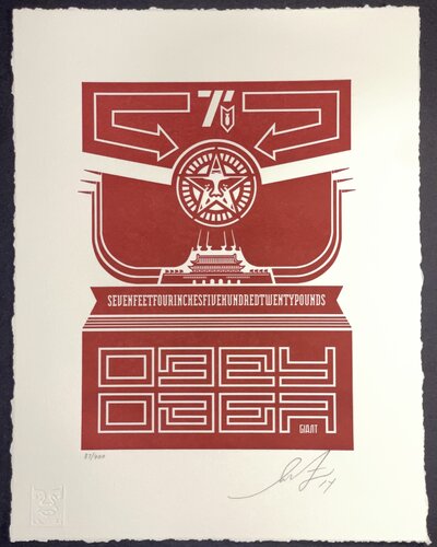 Chinese Banner Letterpress Print by Shepard Fairey Obey Giant Contemporary Art par Shepard Fairey, Édition en vente sur Singulart