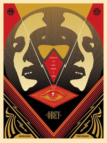 Shepard Fairey Silkscreen Print "I See Static RED" Contemporary Art par Shepard Fairey, Édition en vente sur Singulart