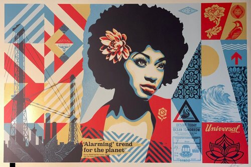 Shepard Fairey "Swan Song" Silkscreen Print Gold Metallic Inks Contemporary Street Art par Shepard Fairey, Édition en vente sur Singulart