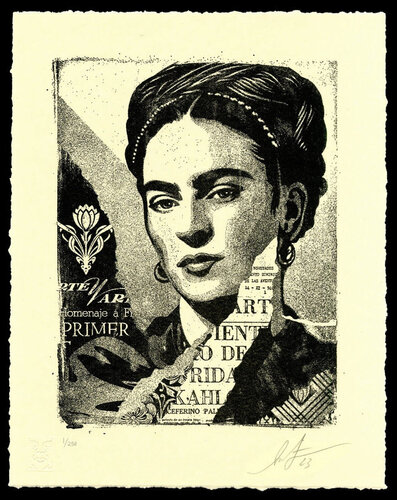 The Woman Who Defeated Pain (Frida Kahlo) - Letterpress par Shepard Fairey, Édition en vente sur Singulart