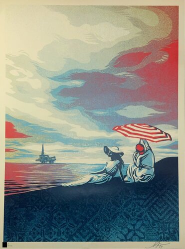 Shepard Fairey Screenprint "Bliss At The Cliff's Edge" Global Warming Fine Art Print Obey Giant par Shepard Fairey, Édition en vente sur Singulart