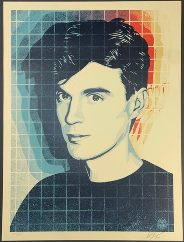 David Byrne "Overloading the Grid" by Shepard Fairey Print Talking Heads Obey Giant Contemporary Art par Shepard Fairey, Édition en vente sur Singulart