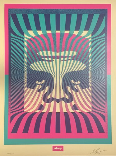 Shepard Fairey Fine Art Screenprint Op-Art Icon Aqua Gradient Street Pop Art Contemporary par Shepard Fairey, Édition en vente sur Singulart