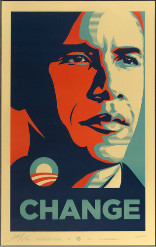 CHANGE (artist signed edition of 200) Obama par Shepard Fairey, Édition en vente sur Singulart