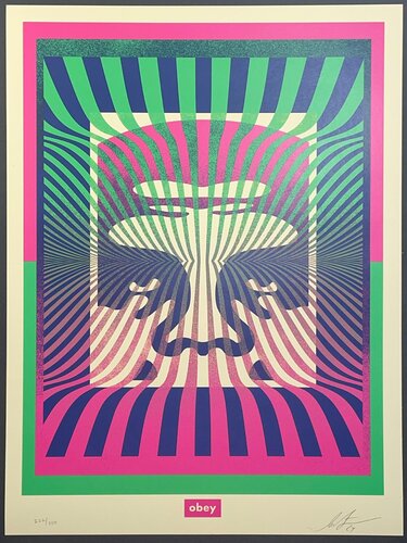 Shepard Fairey Screenprint Opt-Art Green Gradient Street Contemporary Art Obey Giant par Shepard Fairey, Édition en vente sur Singulart