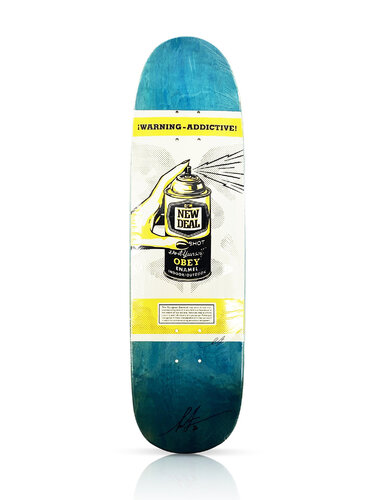 Warning: Addictive' Skateboard Deck (teal) par Shepard Fairey, Édition en vente sur Singulart