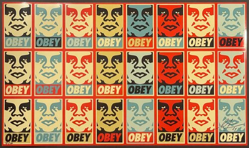 Icon Un-Cut Stickers (Repetition With Variation) by Shepard Fairey Screenprint Obey Giant Street Art par Shepard Fairey, Édition en vente sur Singulart