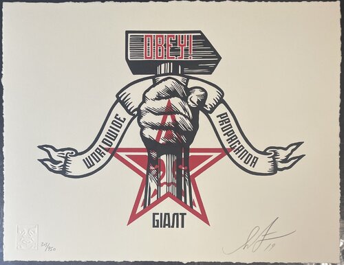 Shepard Fairey Letterpress Screenprint "Hammer And Fist" Obey Giant Contemporary Art par Shepard Fairey, Édition en vente sur Singulart