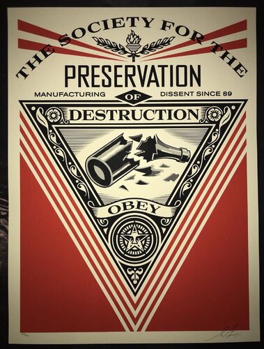Shepard Fairey Silkscreen Print "Society Of Destruction" Contemporary Street Art par Shepard Fairey, Édition en vente sur Singulart