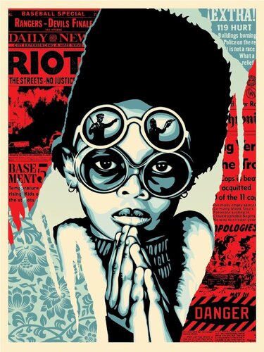 Shepard Fairey "Late Hour Riot" Silkscreen Print par Shepard Fairey, Édition en vente sur Singulart