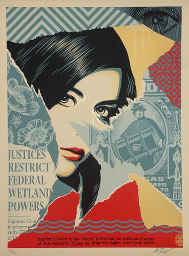 Shepard Fairey Wetland Power's Silkscreen Print With Gold Metallic Inks Street Art Contemporary par Shepard Fairey, Édition en vente sur Singulart