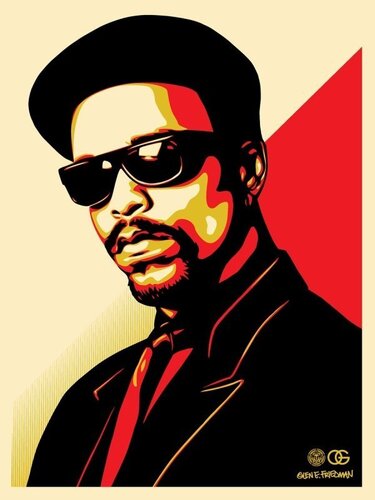 Shepard Fairey Ice-T OG Red & Blue Diptych Signed Contemporary Art par Shepard Fairey, Édition en vente sur Singulart