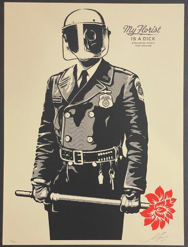 Shepard Fairey Silkscreen Print "My Florist Is A Dick" Contemporary/Street Art par Shepard Fairey, Édition en vente sur Singulart