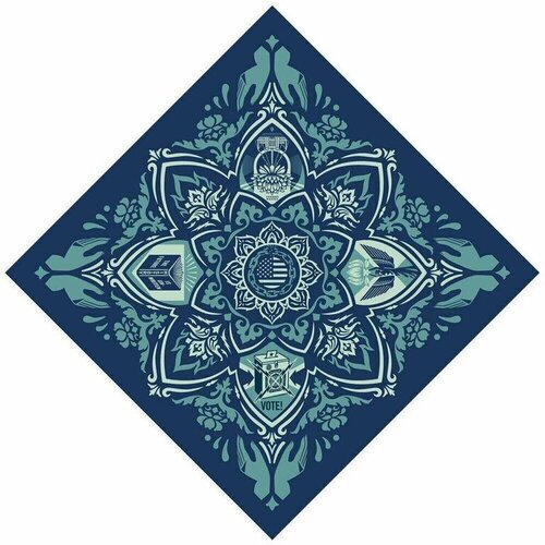 Our Hands Our Future on Cotton Blend Bandana by Shepard Fairey Print Contemporary Street Art par Shepard Fairey, Oeuvre textile en vente sur Singulart